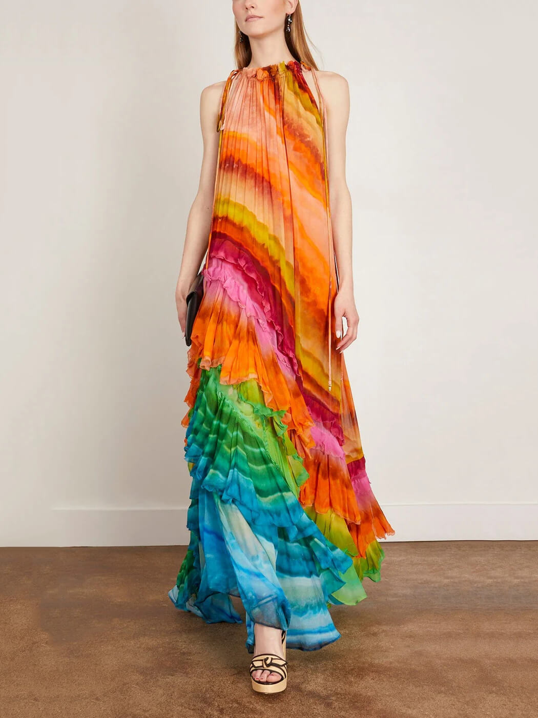 Women's Ruffle Maxi Dress Vibrant Print