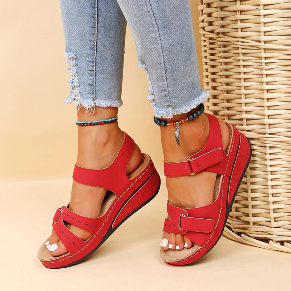 Womens Wedge Sandals Soft Sole Velcro Strap