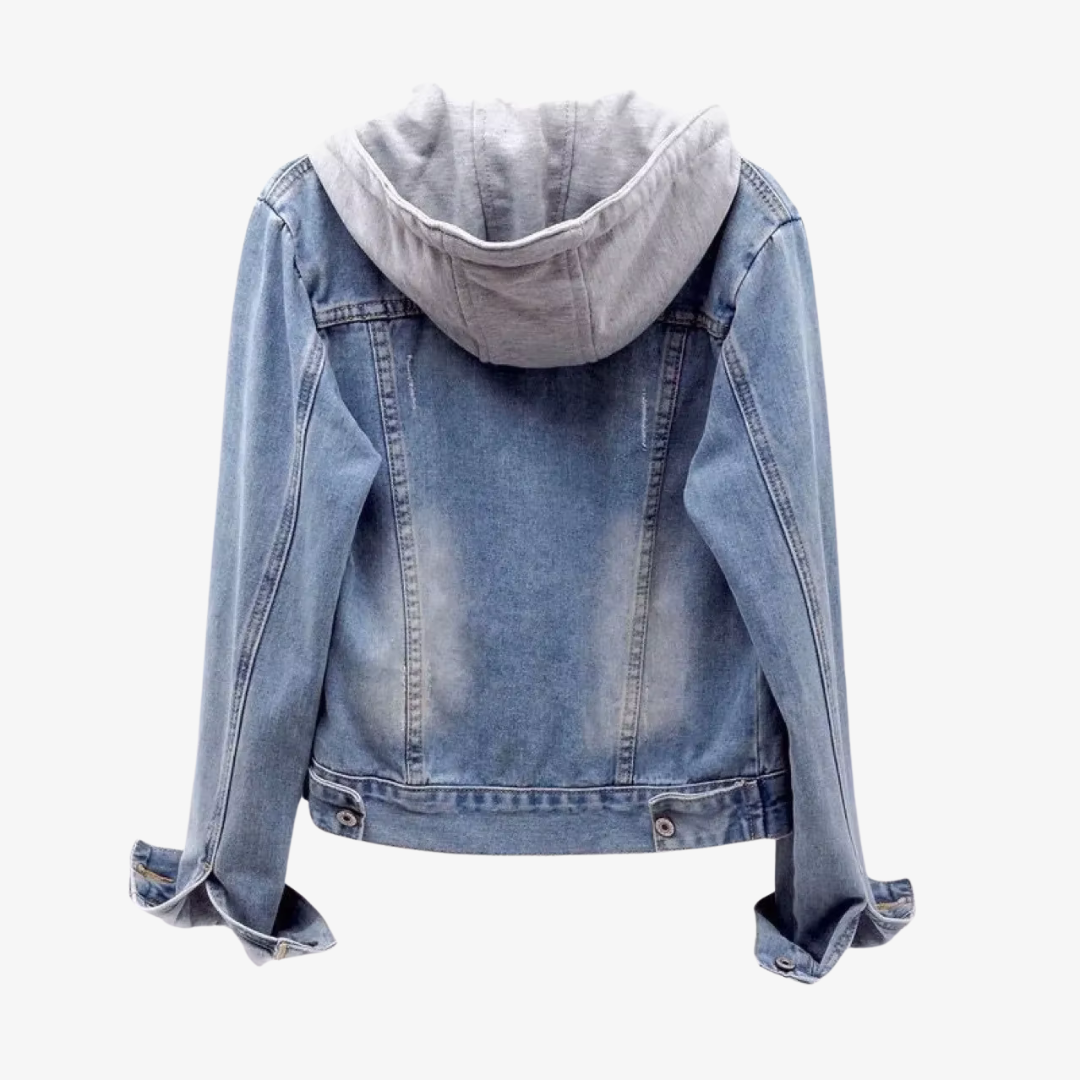 Women's Cropped Denim Jacket with Hood