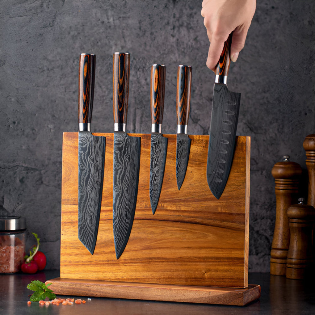 Magnetic Wooden Knife Block Storage