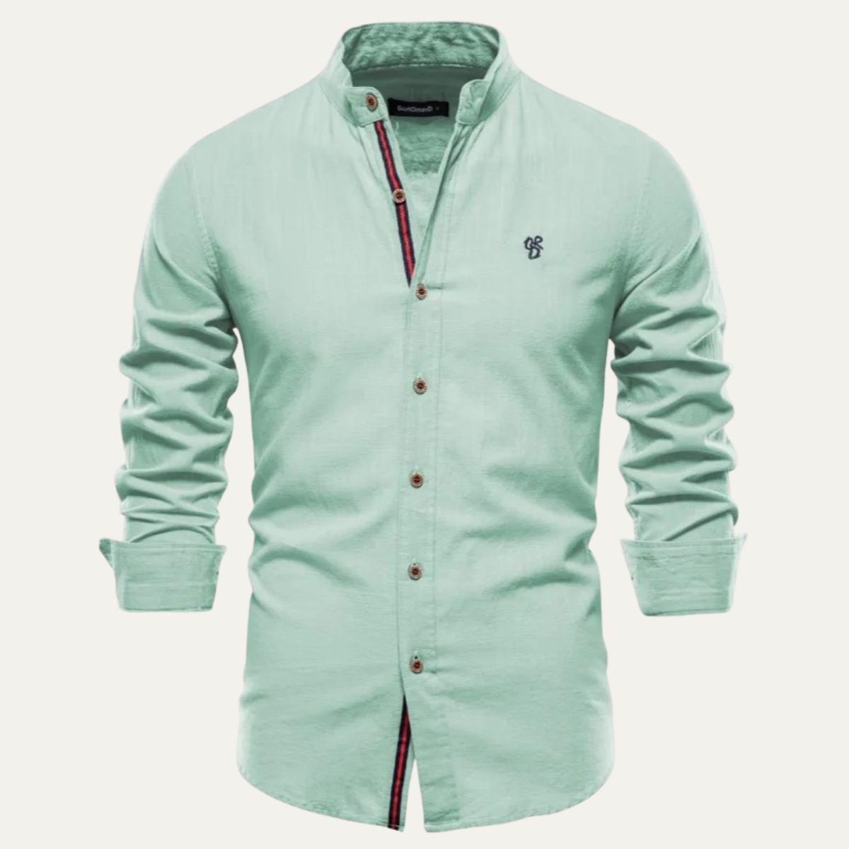 Men's Slim Fit Business Shirt Cotton Stand Collar White
