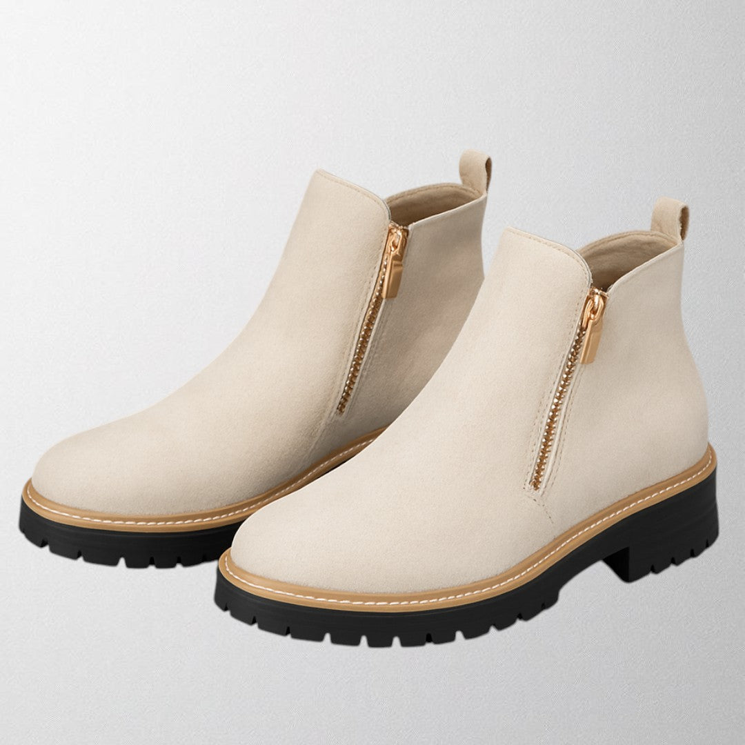 Women's Boots Side Zipper Rounded Toe