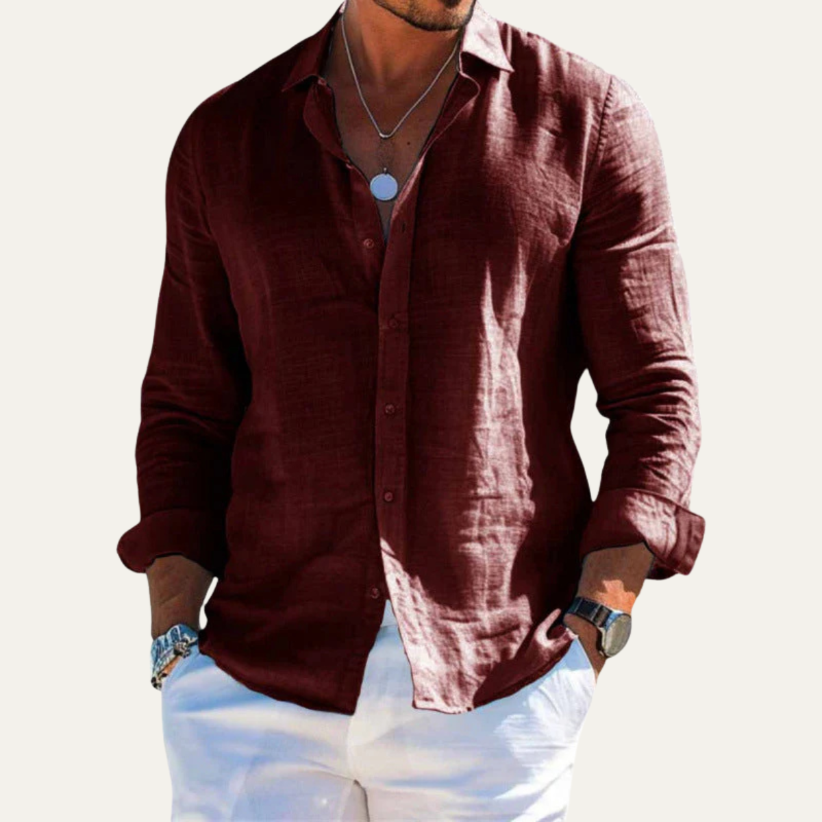 Men's Cotton Linen Shirt Lightweight