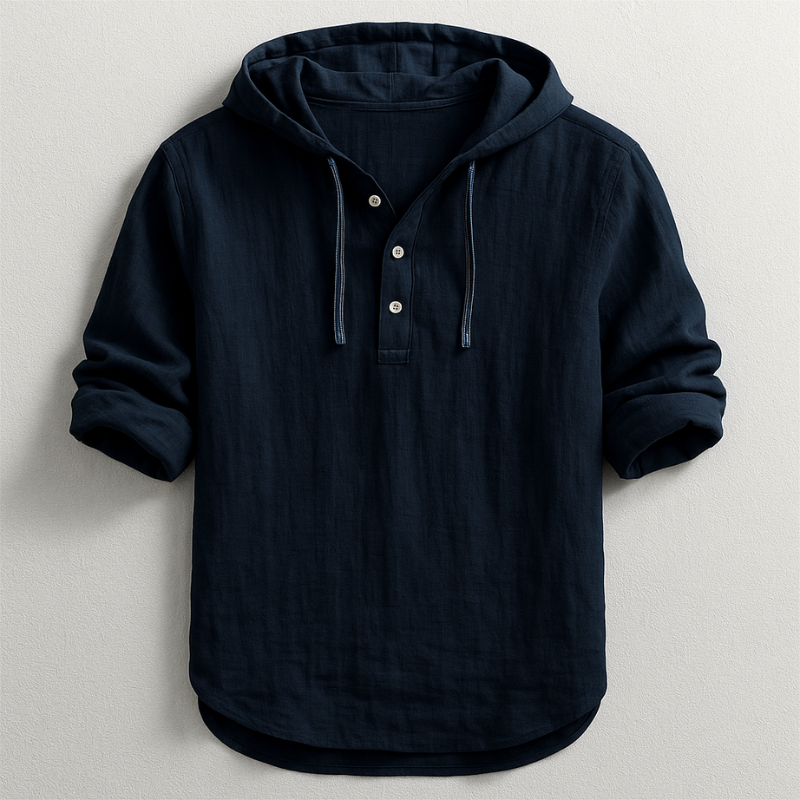 Men's Button Neck Pullover Hoodie