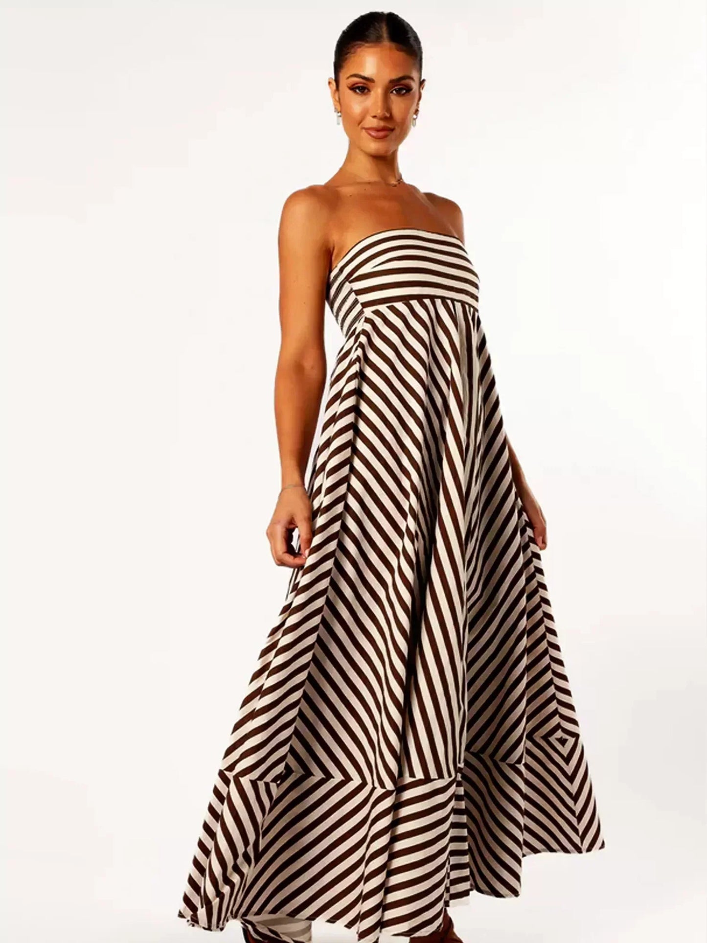 Women's Strapless Maxi Dress Elegant Floor Length