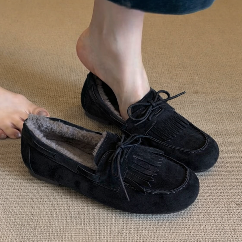 Women's Fringe Loafers Warm Lined Comfortable Classic Style