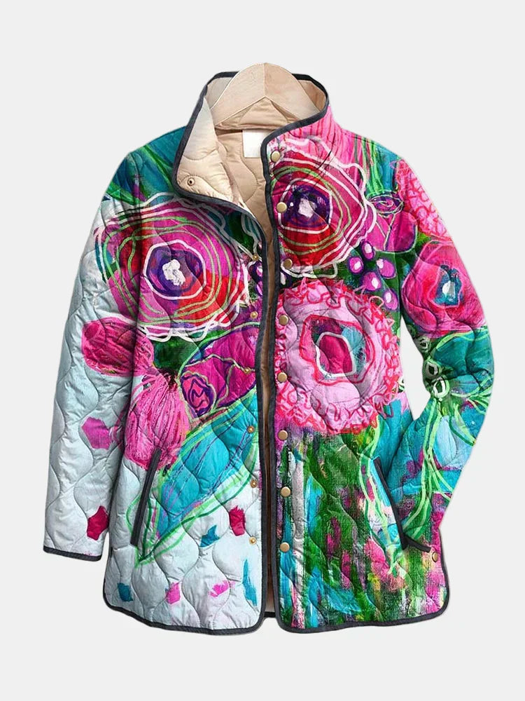 Women's Quilted Jacket Statement Print - Vonnera