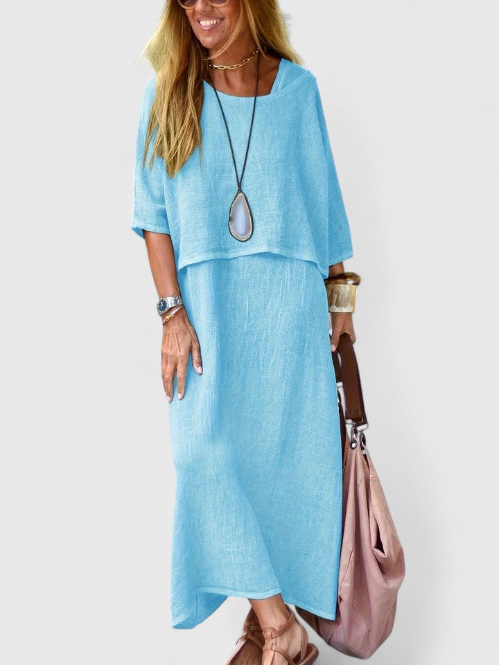 Women's Maxi Dress Set Two-Piece Short Sleeve