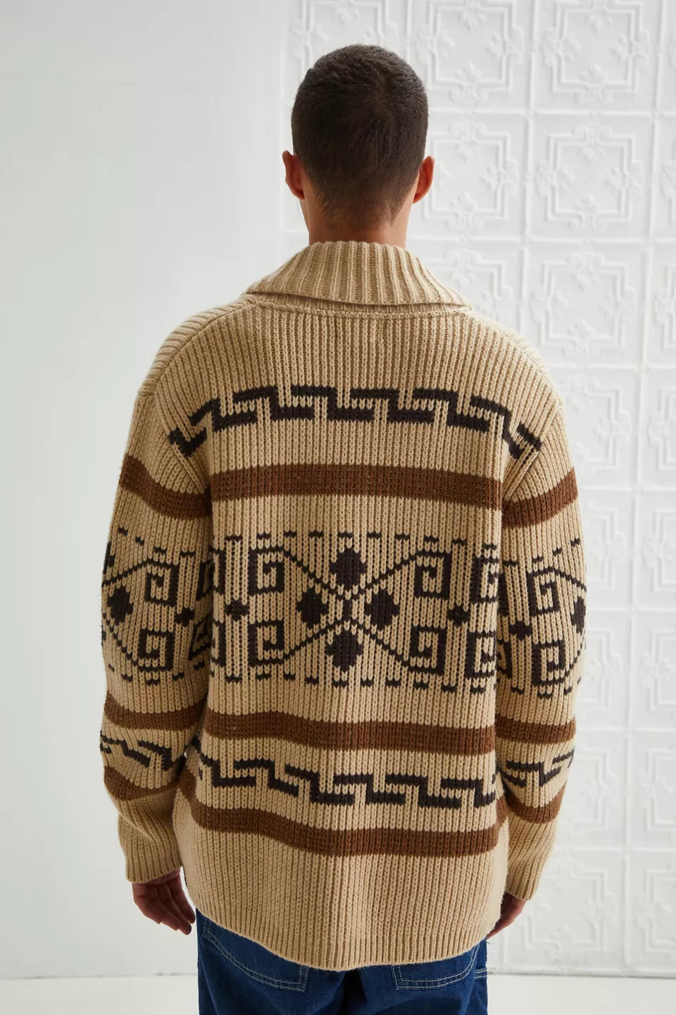 Men's Zipper Cardigan Jacquard Knit Timeless Style