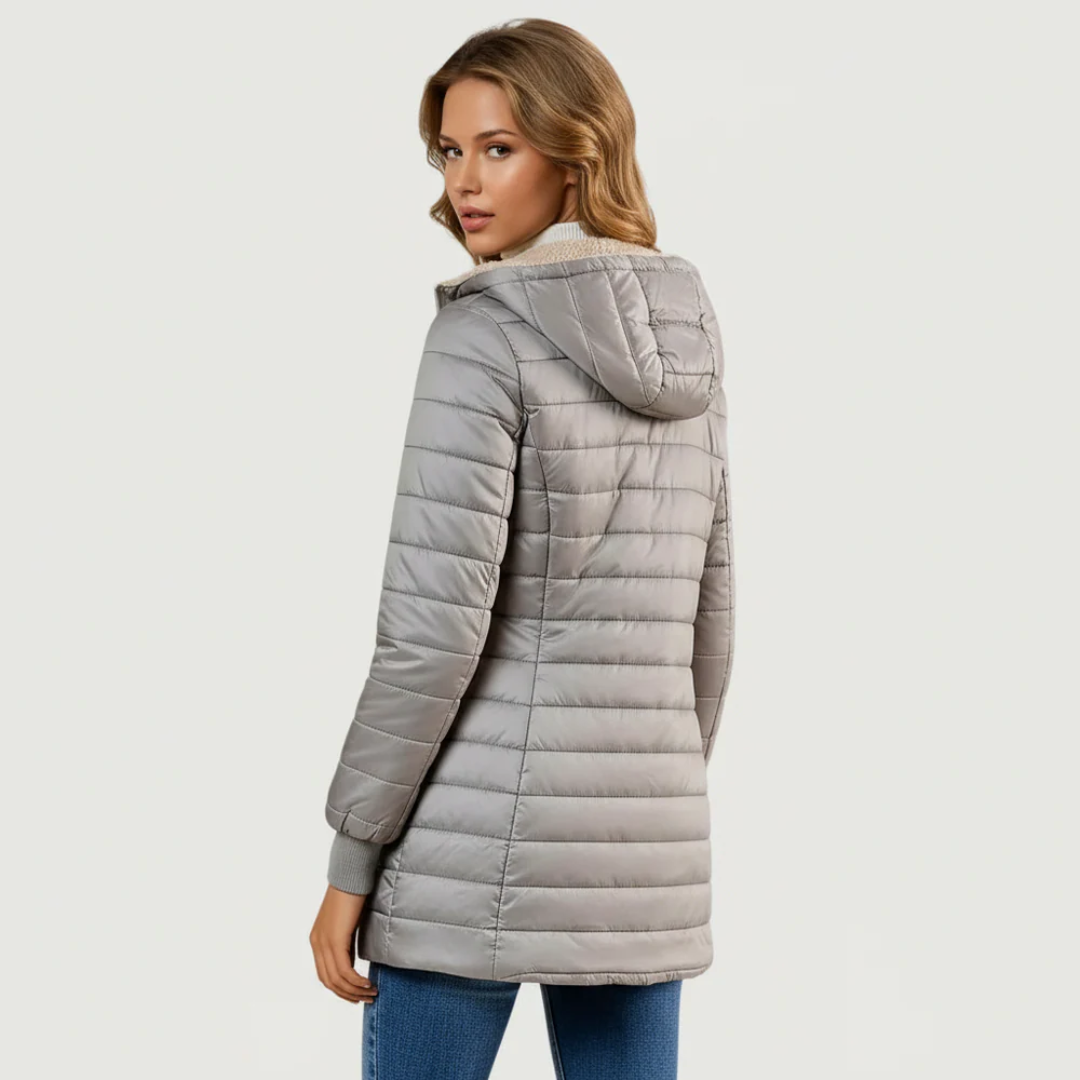 Women's Short Quilted Padded Zip Up Coat