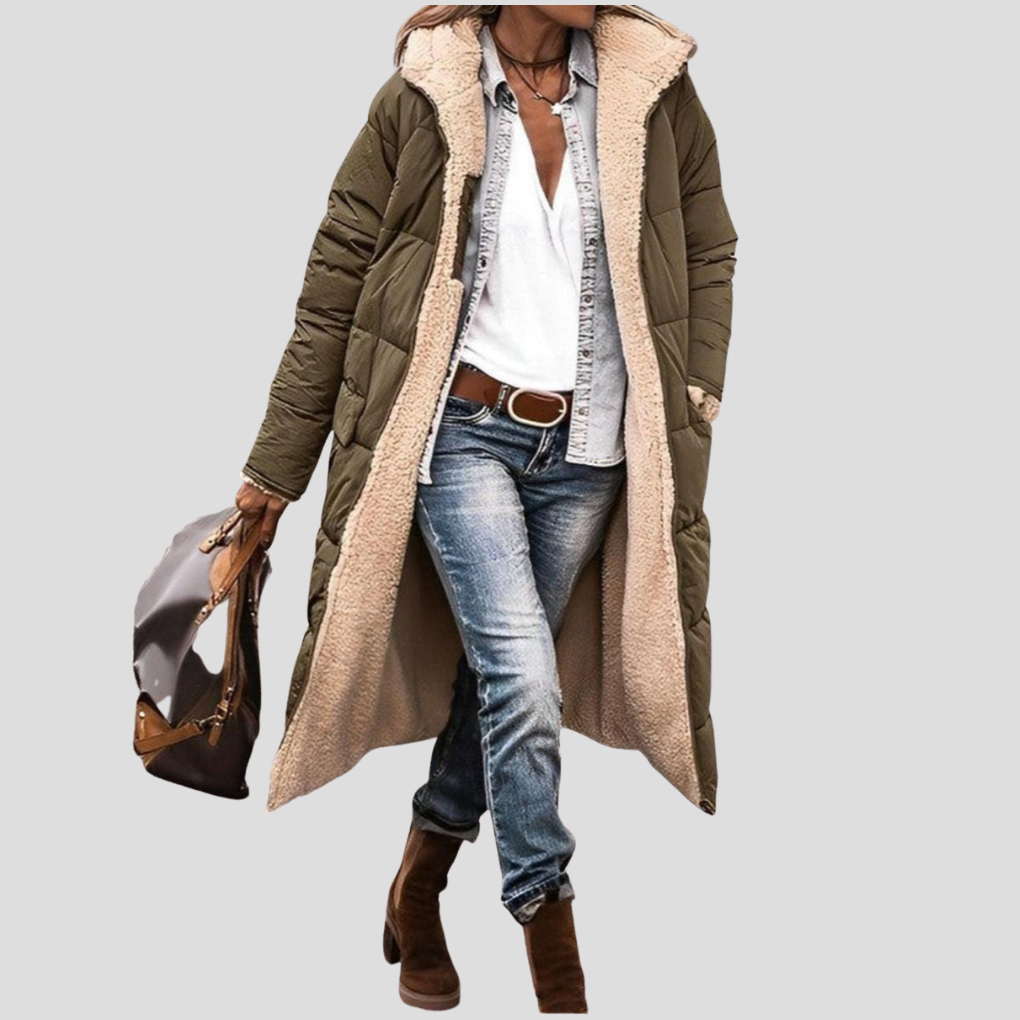 Women's Reversible Hooded Winter Coat Teddy Lining