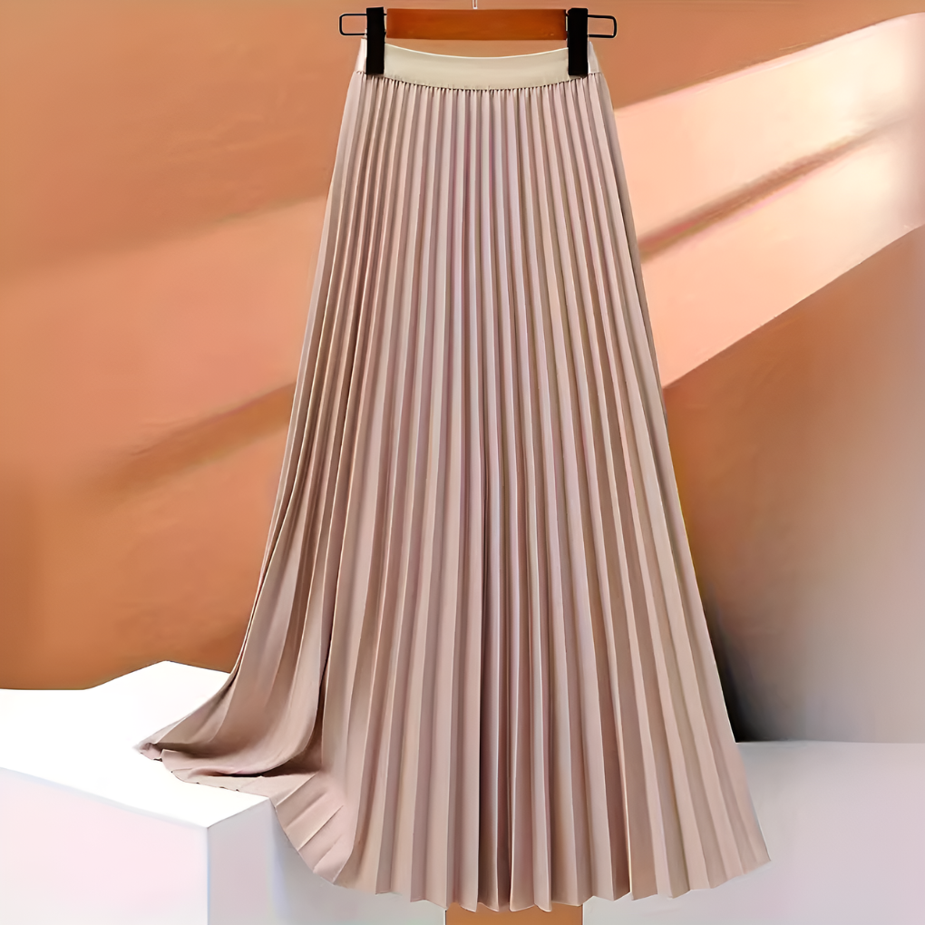 Women's High-Waist Pleated Satin Skirt