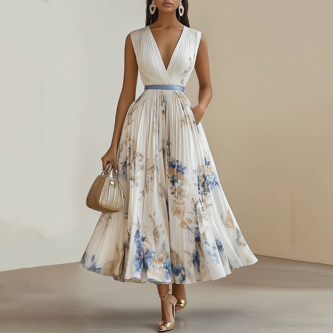 Women's Floral Ceremony Dress Blue White - Vonnera