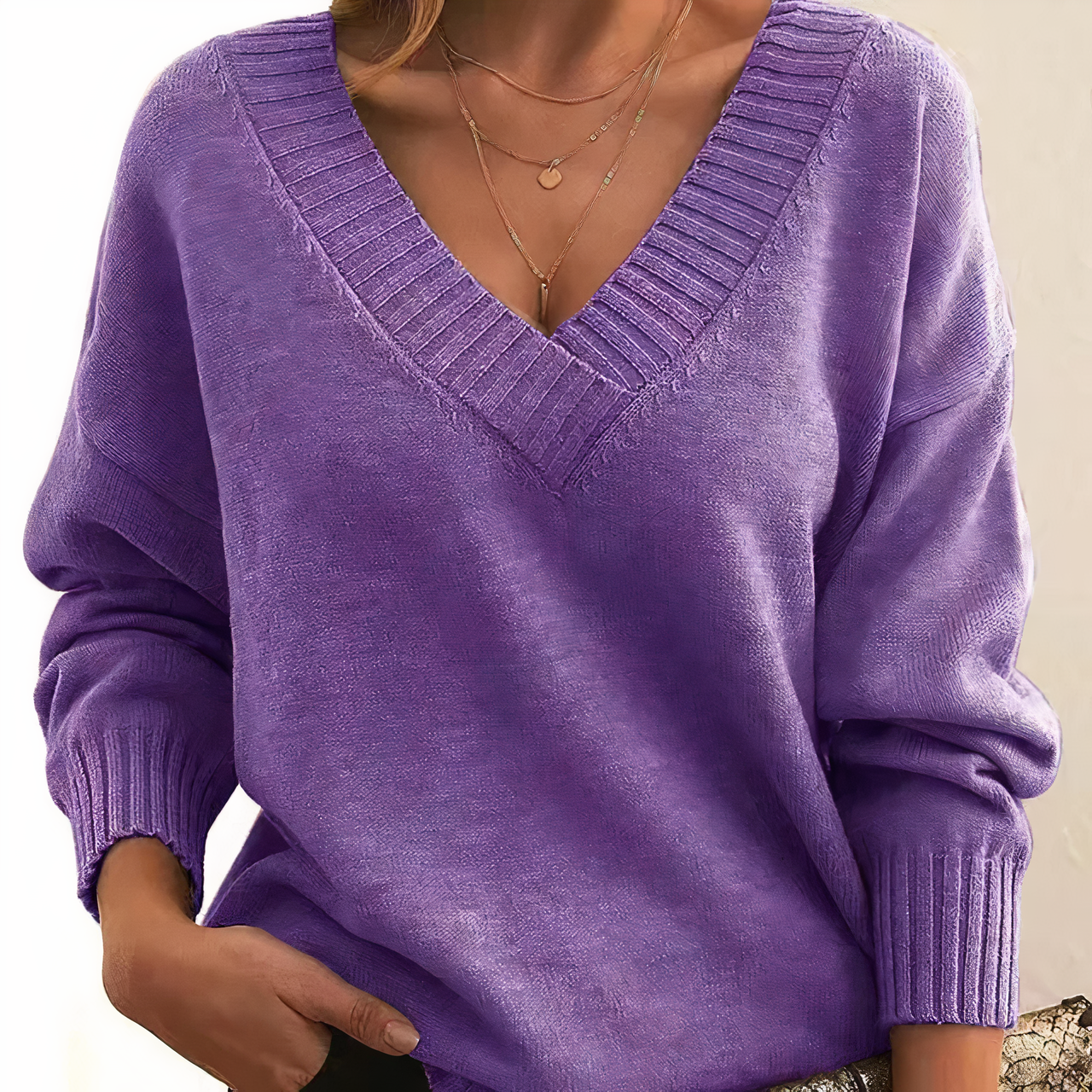 Women's Cashmere Sweater Soft Knit Beige