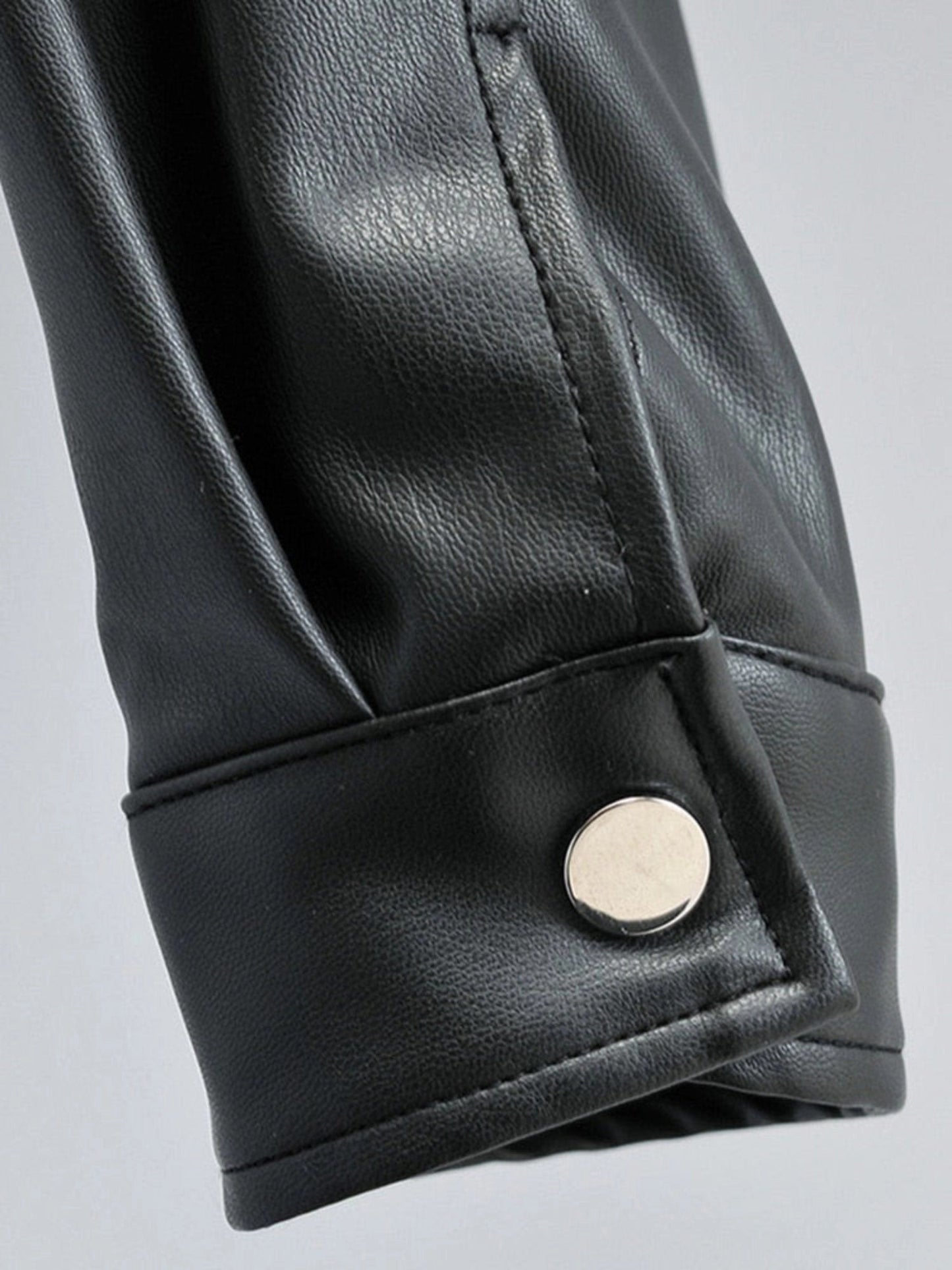 Women's Studded Leather Jacket Black Cropped Fringe
