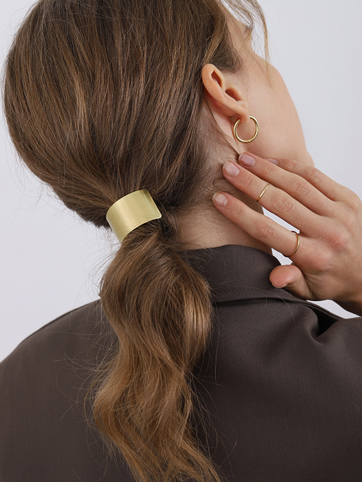 Women's Metal Ponytail Holder Hair Cuff Silver