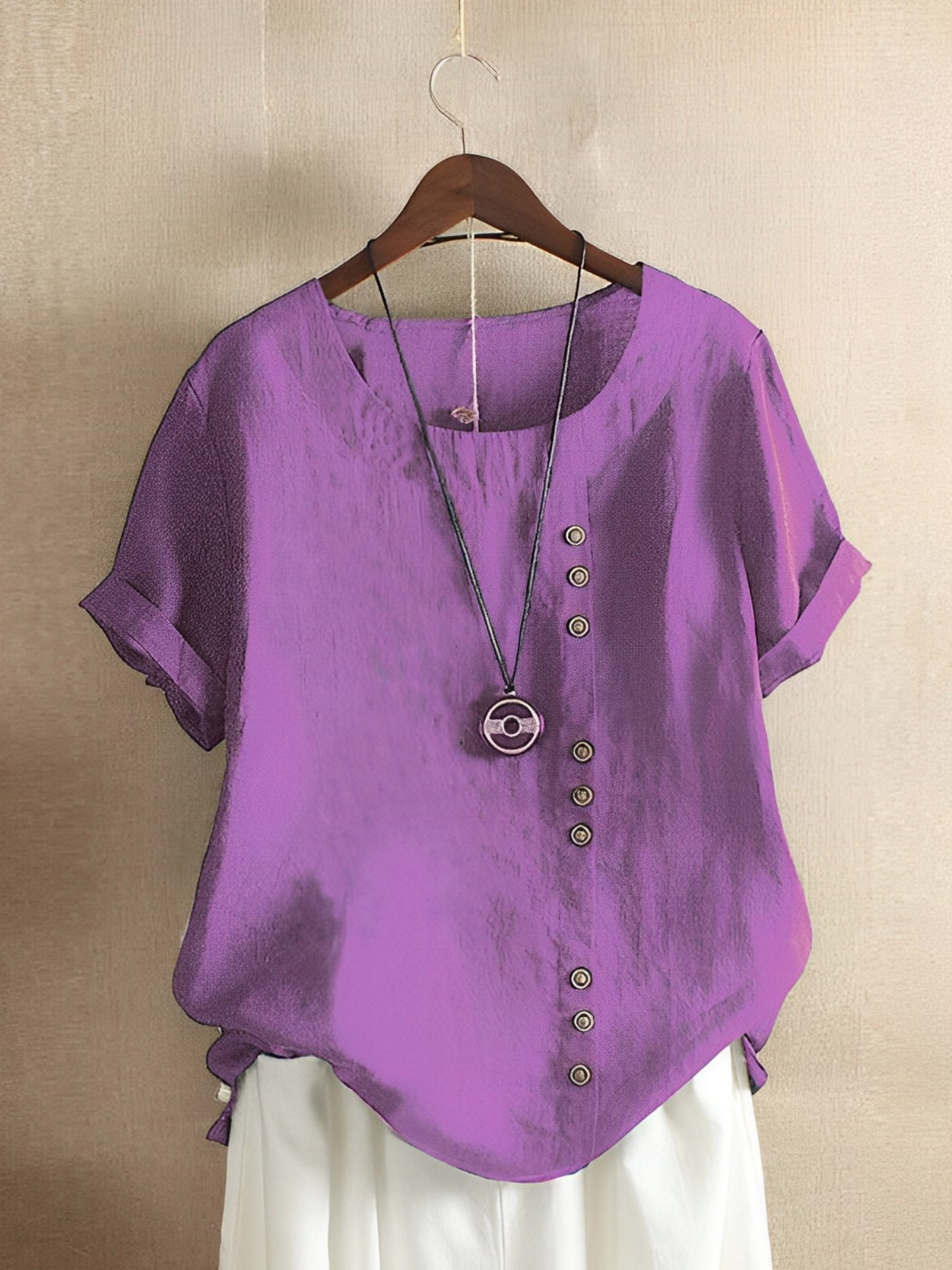 Women's Cotton Linen Blouse Short Sleeve