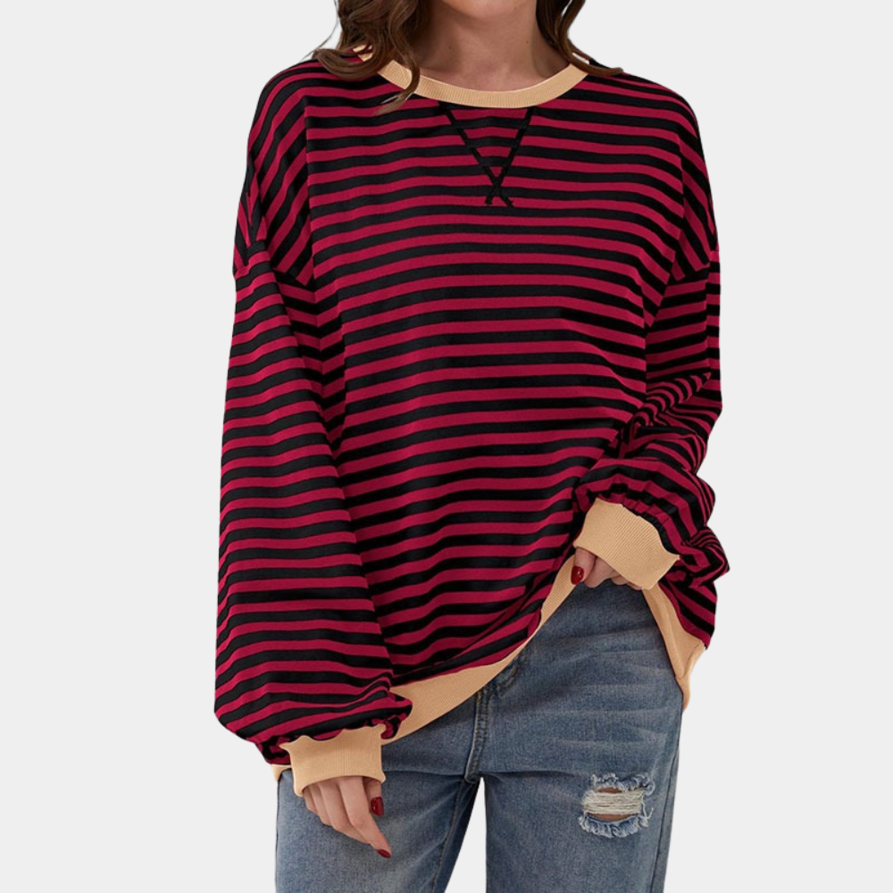 Women's Striped Long Sleeve T-Shirt Oversized