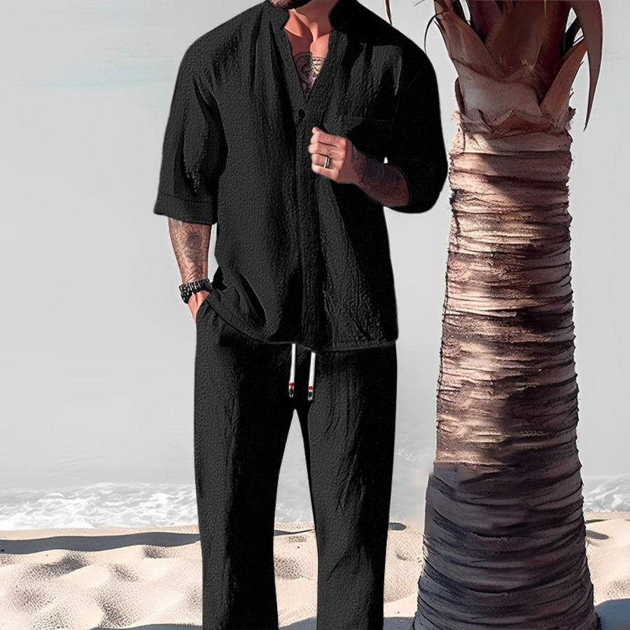 Men's Linen Tracksuit 2-Piece Classic Comfort Set