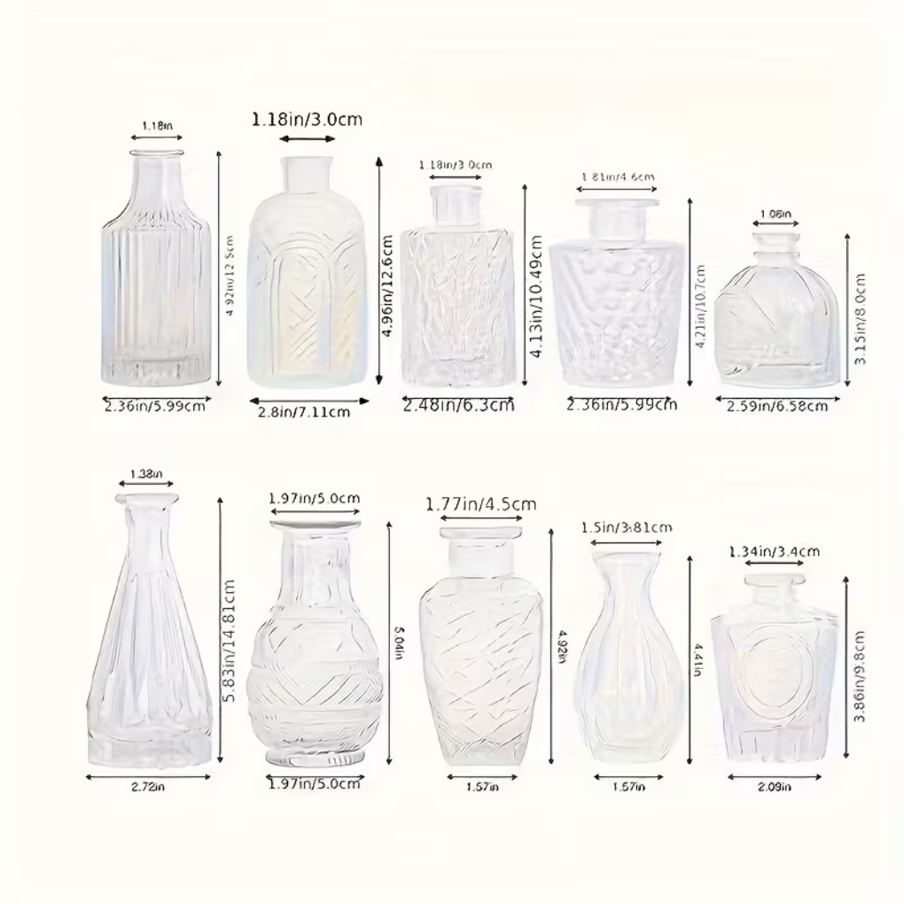 Glass Relief Vase Set Clear - Vonnera