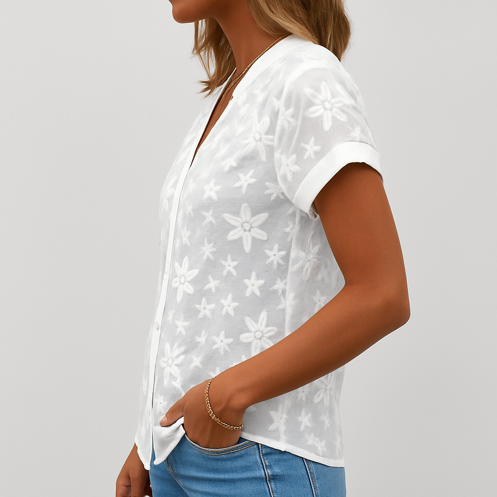 Women's Floral Short Sleeve Blouse