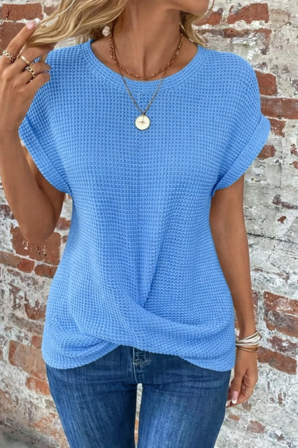 Women's Waffle Knit Casual T-Shirt