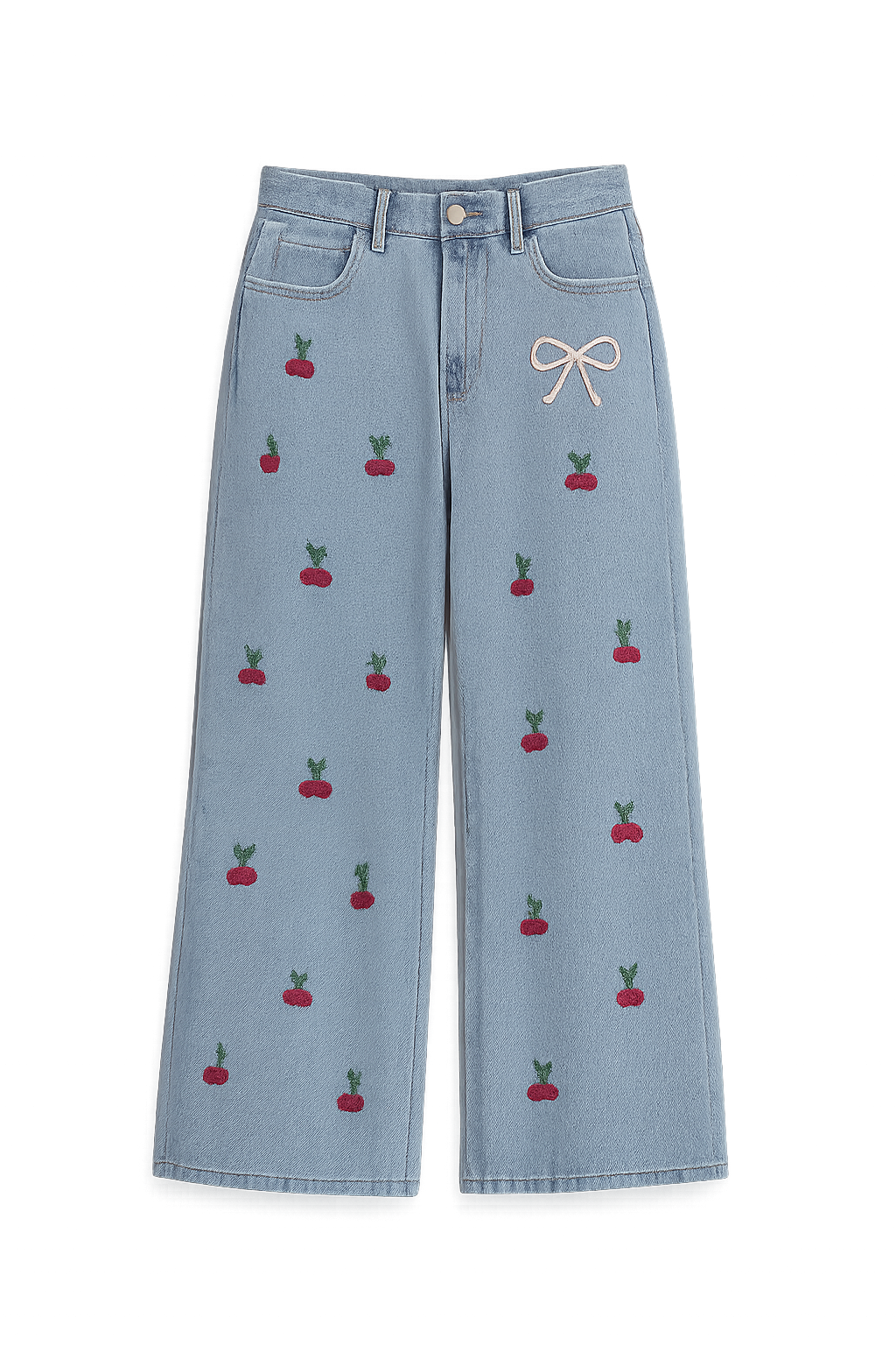 Women's High Waist Wide Leg Distressed Denim Jeans