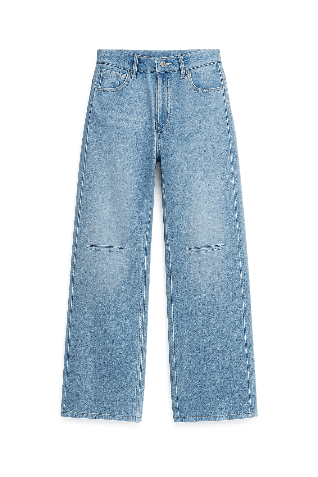 Women's Cropped Denim Pants Mid-Waist Straight Leg Dark Blue