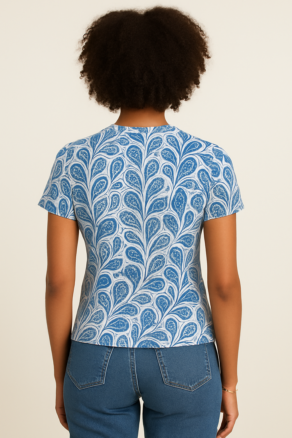 Women's Blue Graphic T-Shirt Short Sleeves Round Neck