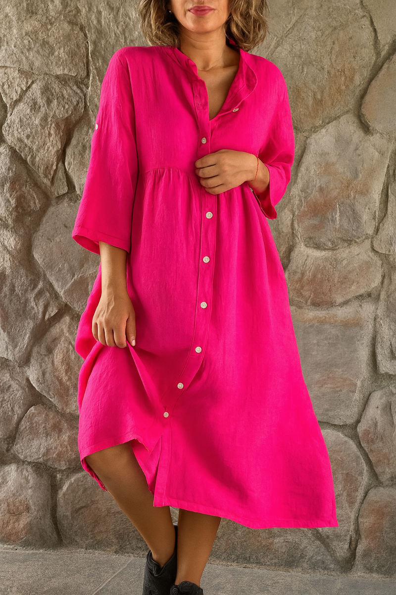 Women's Cotton Linen Shirt Dress