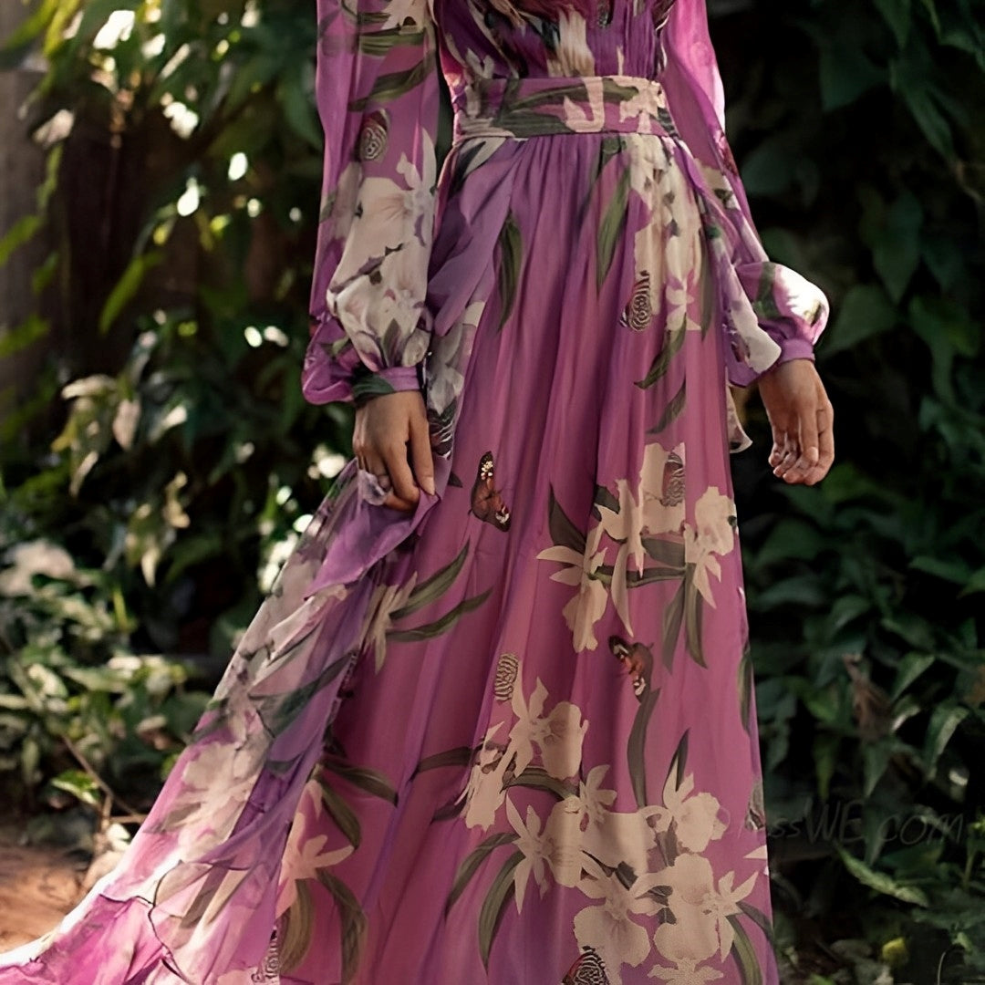Women's Floral Chiffon Dress Lightweight Flowy
