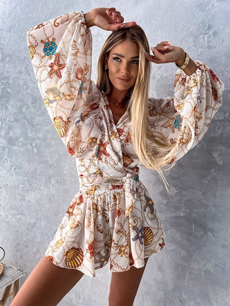 Women's Two-Piece Flowy Shorts Blouse Set