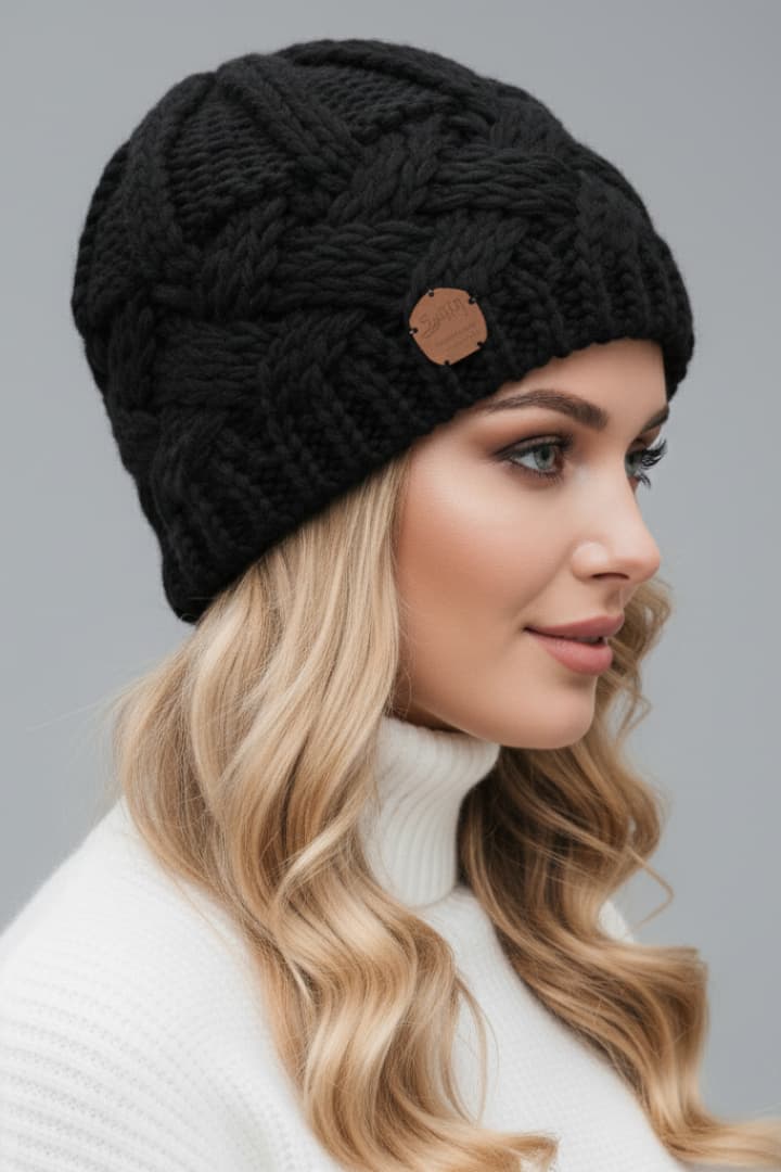 Women's Knit Beanie Thick Weave Folded Brim