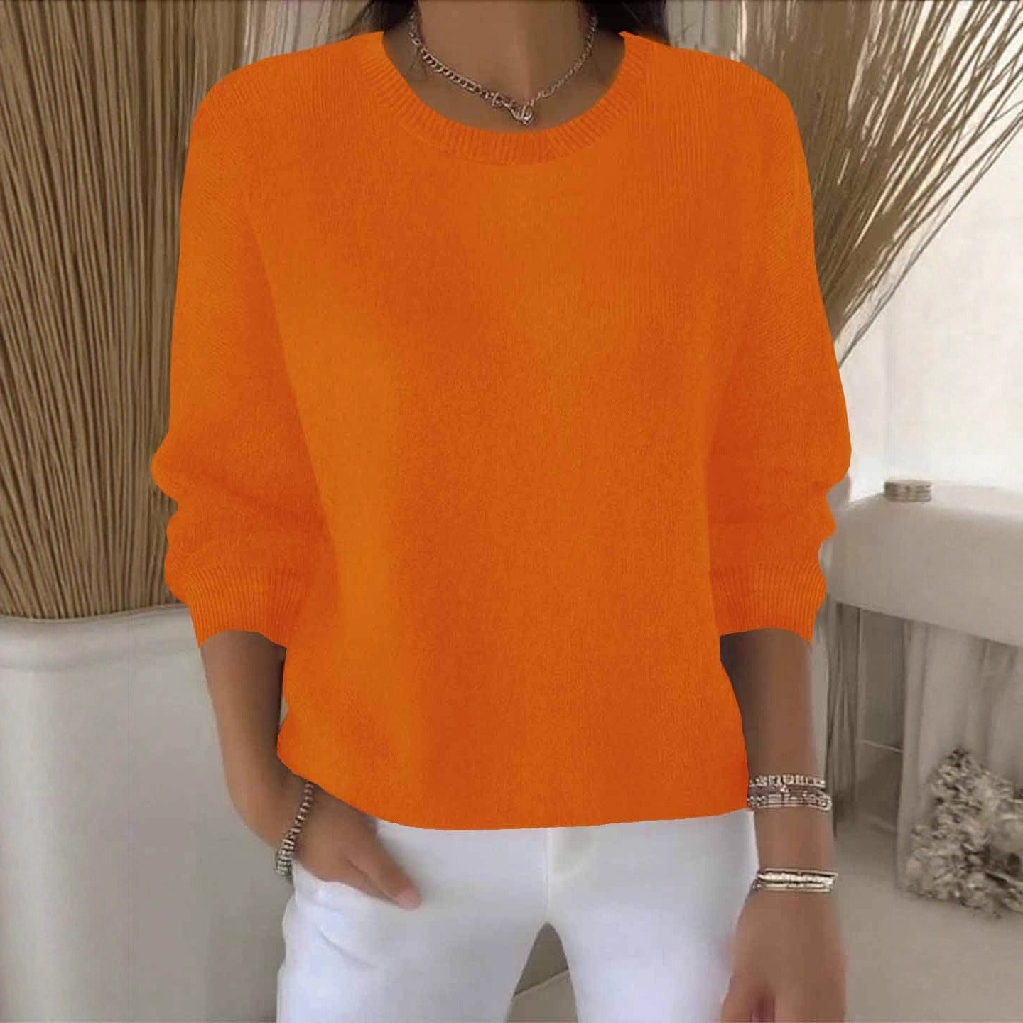 Women's Crewneck Long Sleeve Knit Sweater