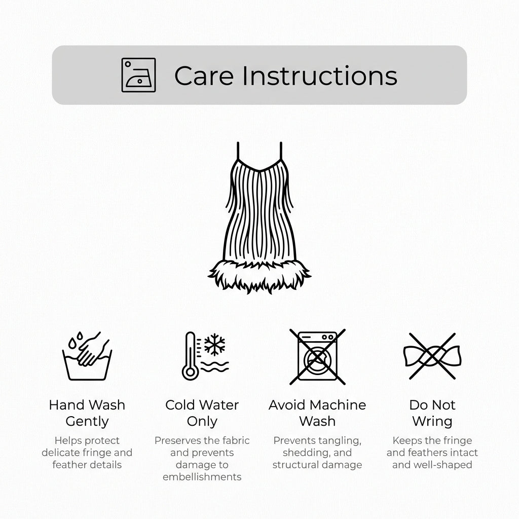 Women's Fringe Mini Dress Feathered Hem