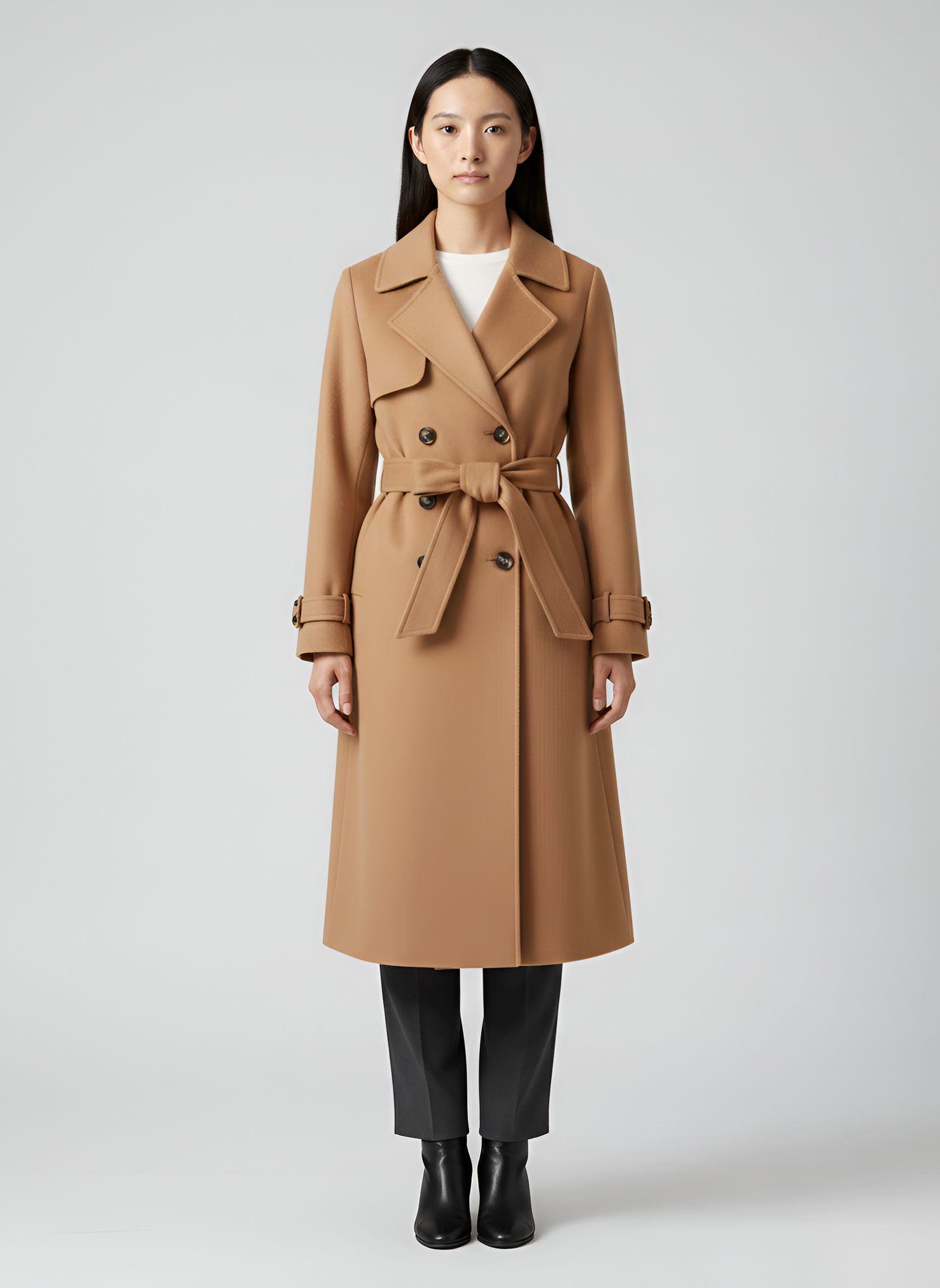 Women's Double Breasted Wool Coat Long