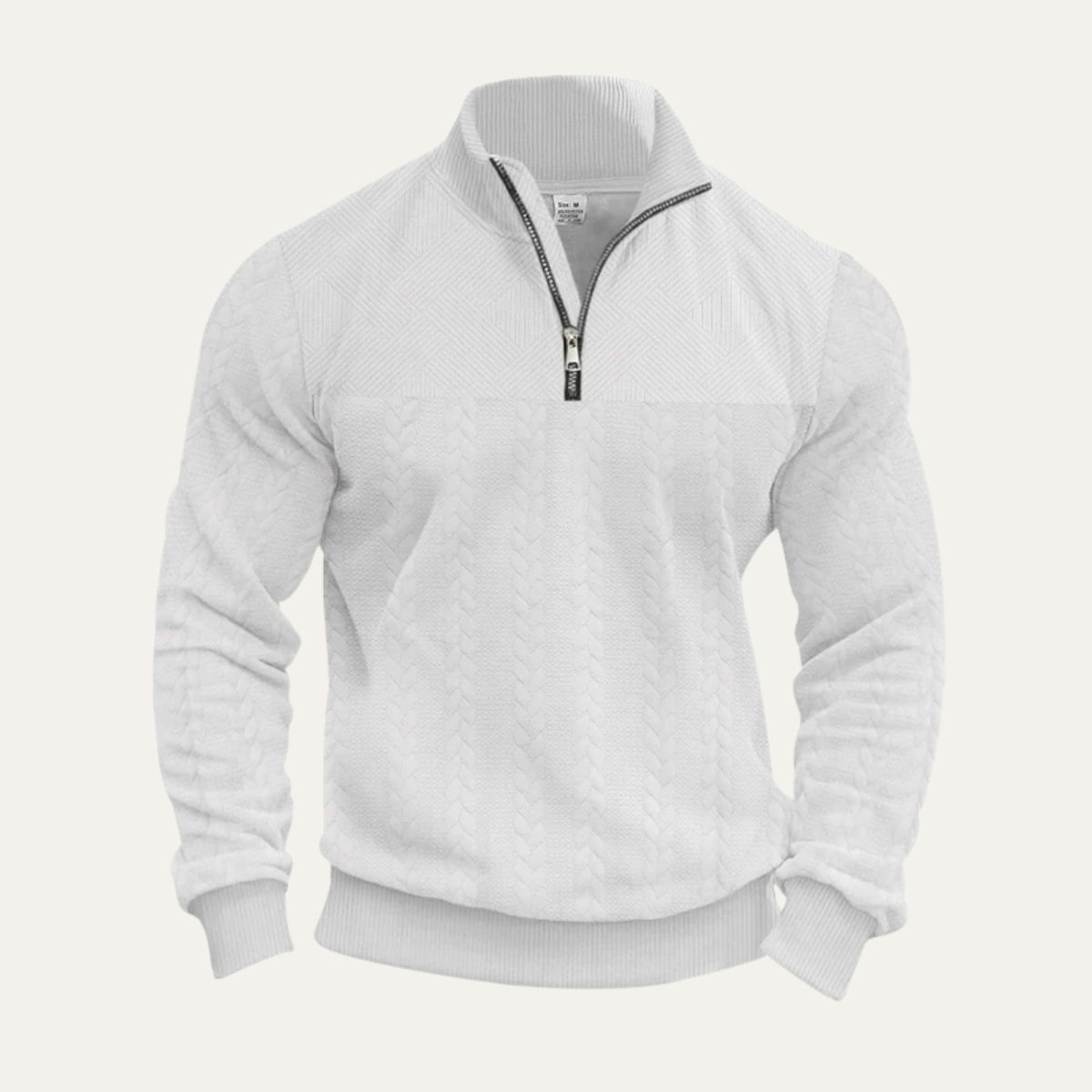 Men's Half Zip Knit Sweater Warm Jacquard Pattern