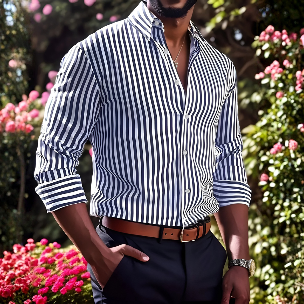Men's Striped Cotton Casual Shirt