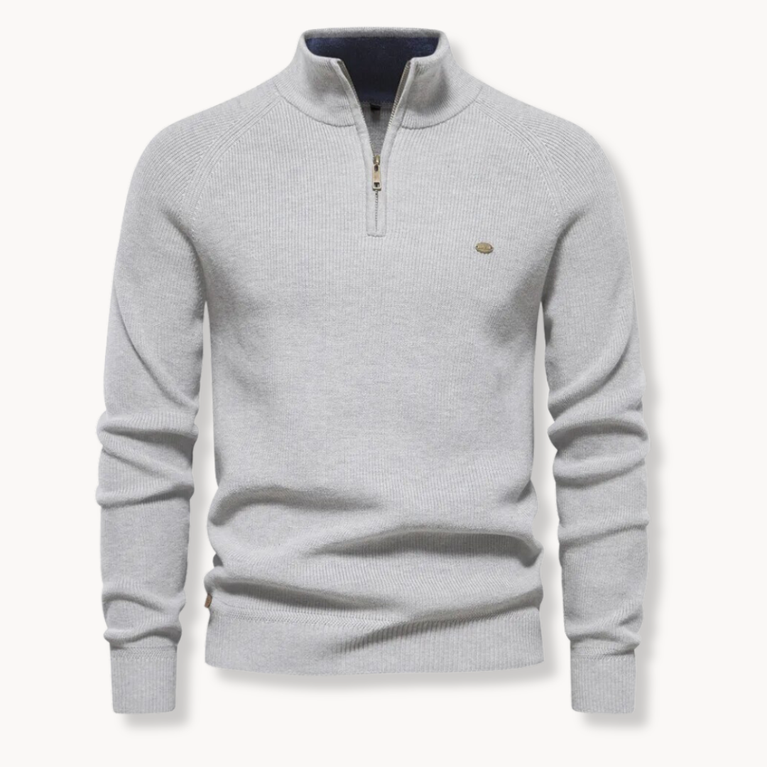 Men's Slim Fit Knitted Sweater Half-Zip Stand Collar