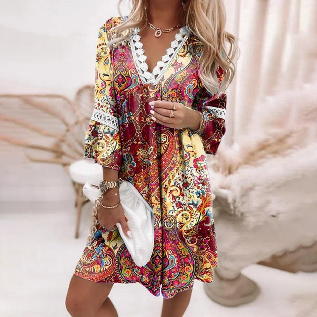 Women's Bohemian V-Neck Lace Dress