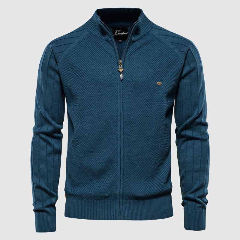 Men's Zipper Cardigan Turtleneck Sweater