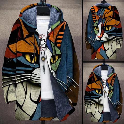 Women's Casual Jacket Cat Pattern Lightweight