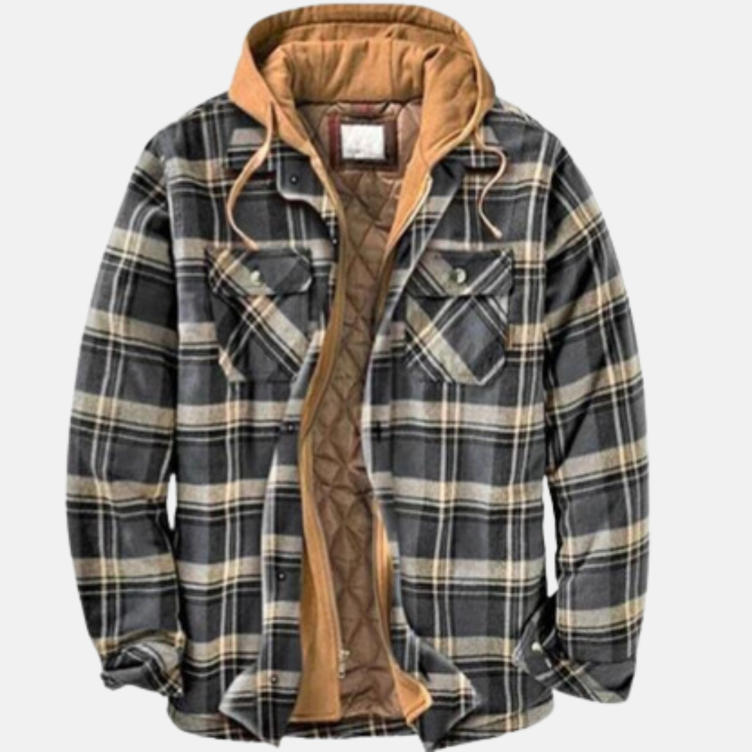 Men's Plaid Hooded Jacket Shirt