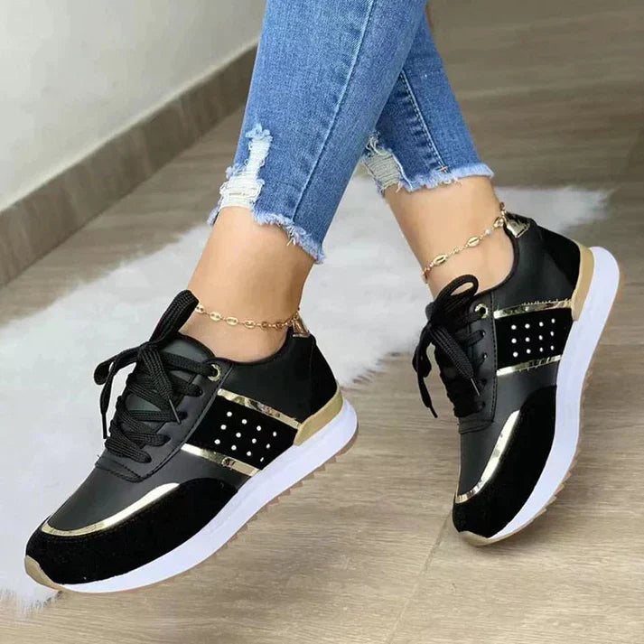 Women's Metallic Lace-Up Sneakers