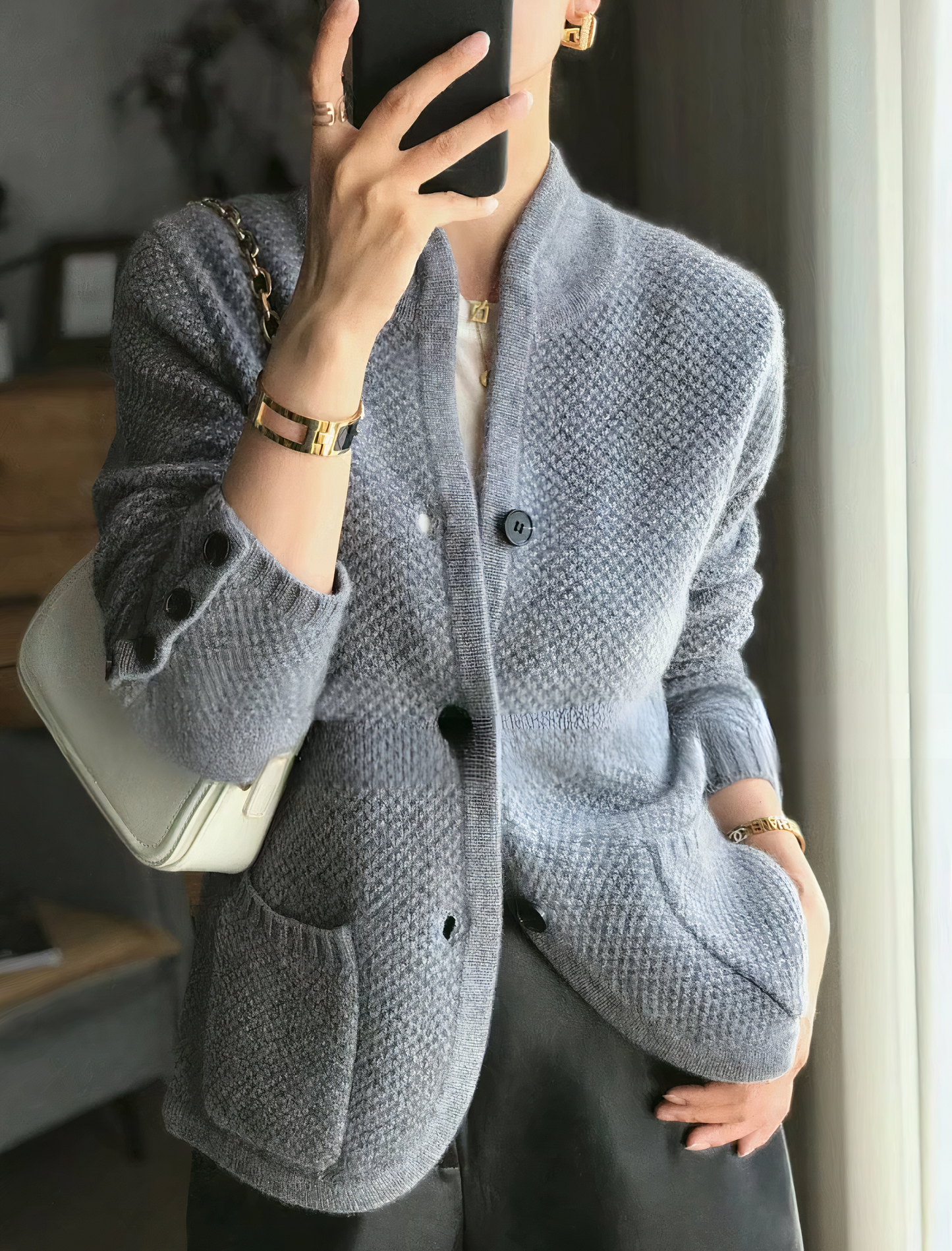 Women's Cashmere Cardigan Button Front