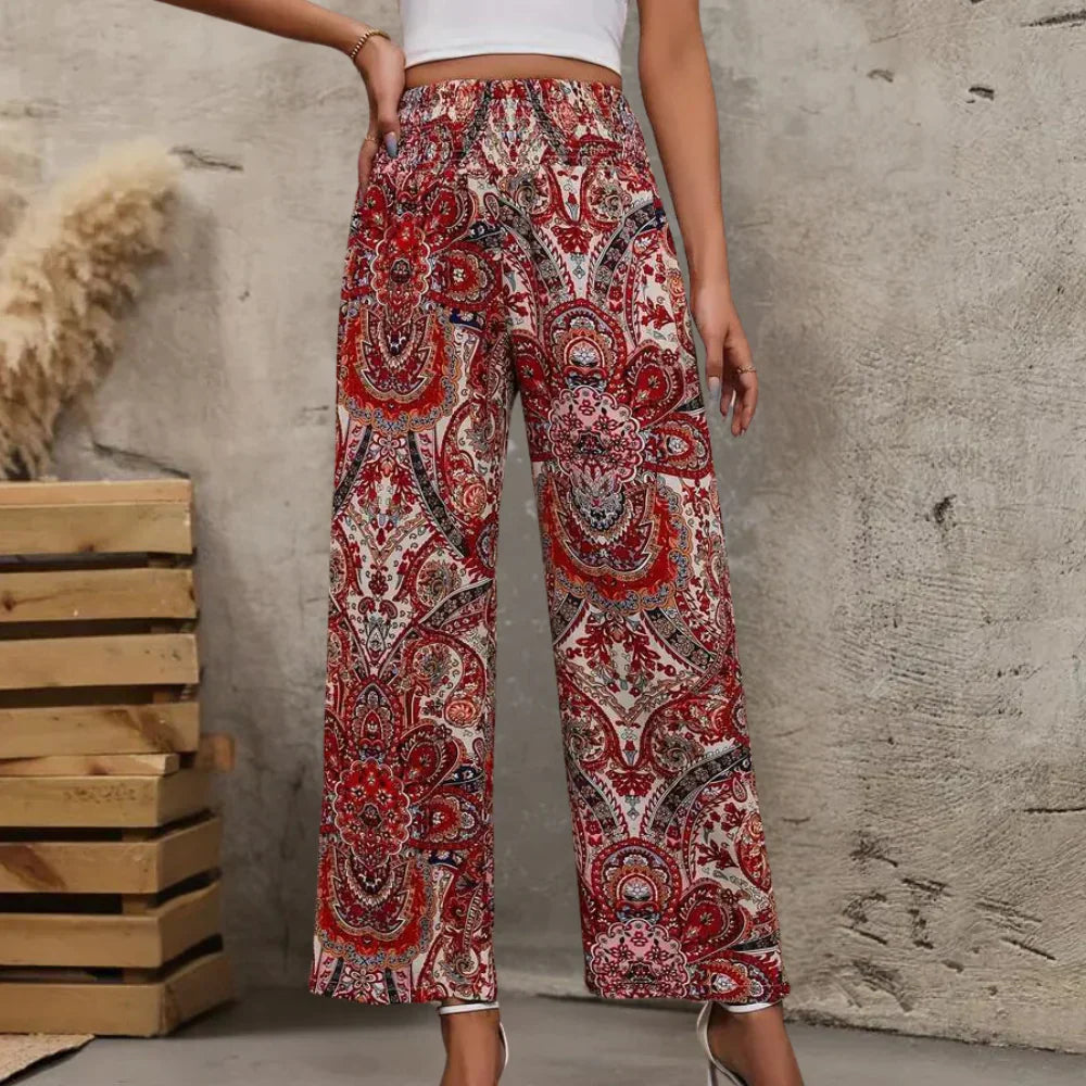 Women's Wide Leg Trousers Slanted Pockets Boho Style