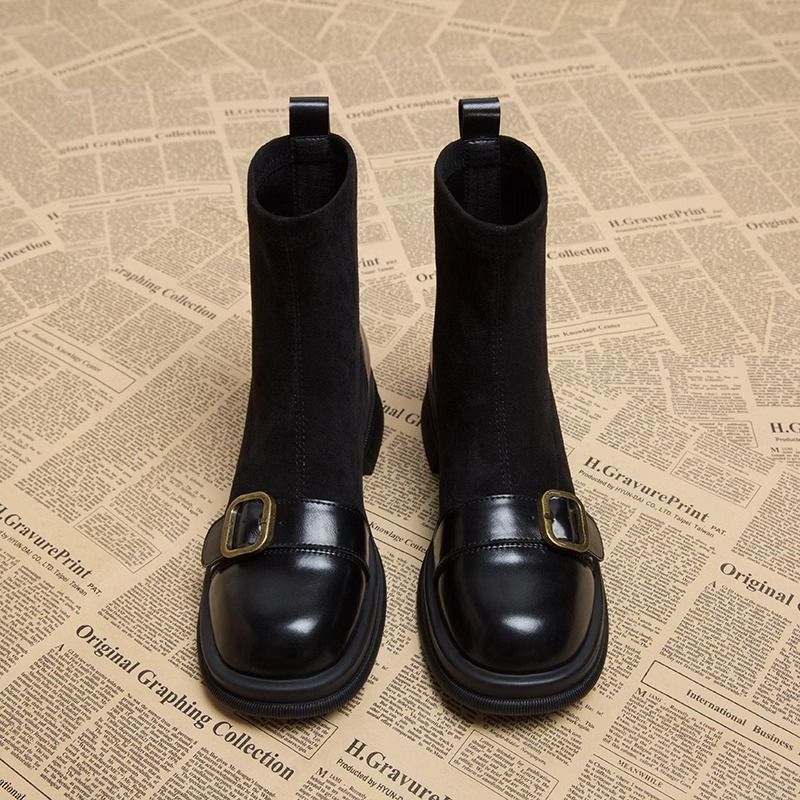 Women's Ankle Boots Chunky Buckle Detail