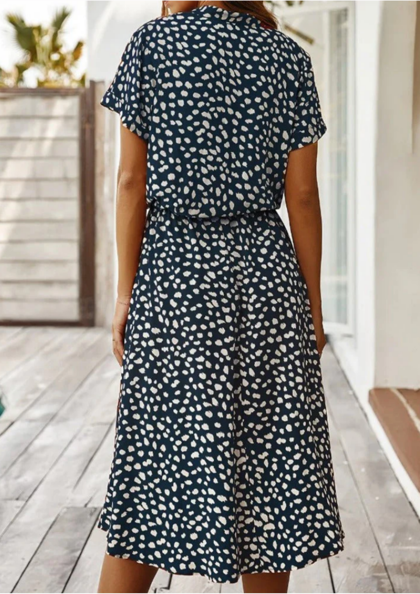 Women's Spotted Print Midi Dress