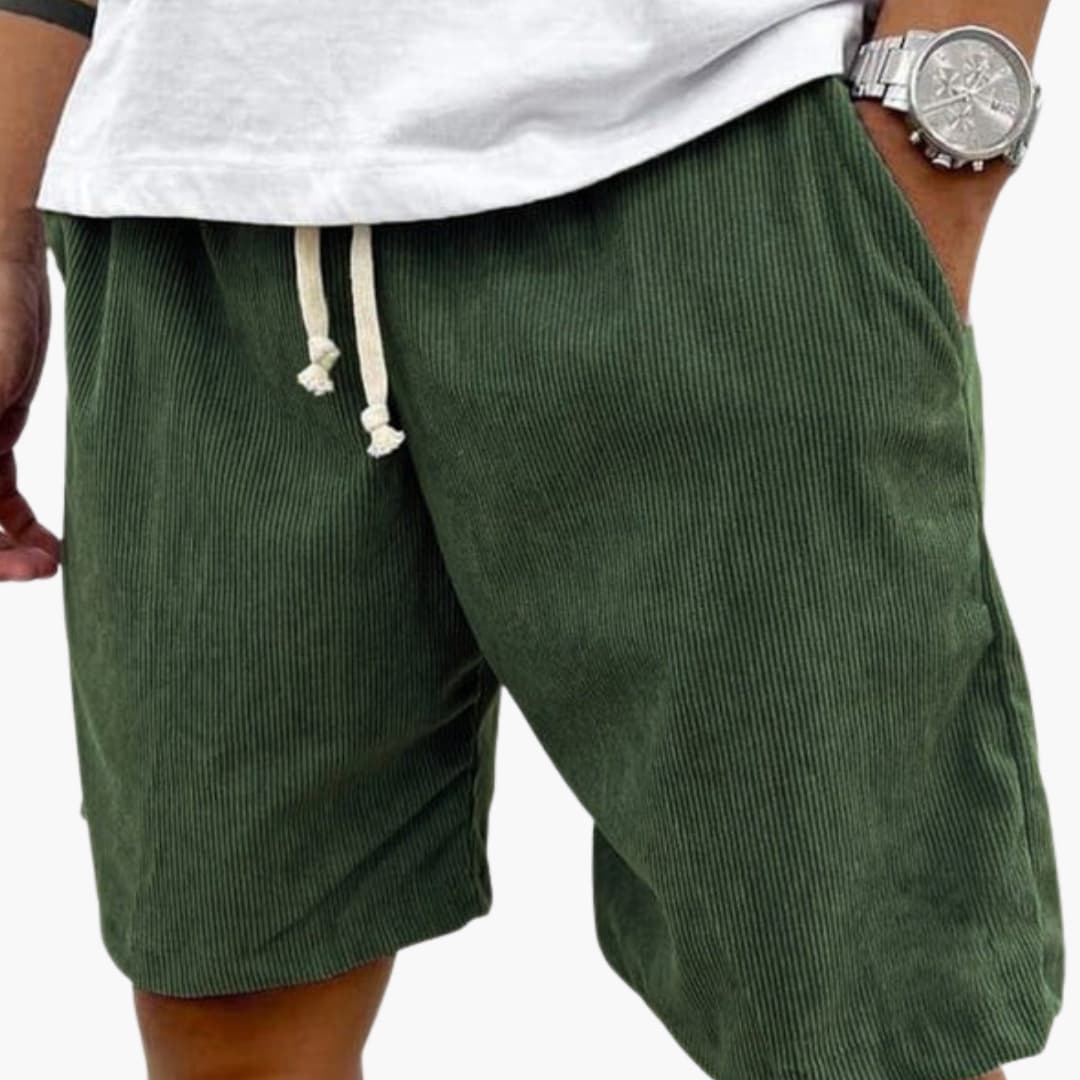 Men's Corduroy Shorts Elastic Waist Drawstring