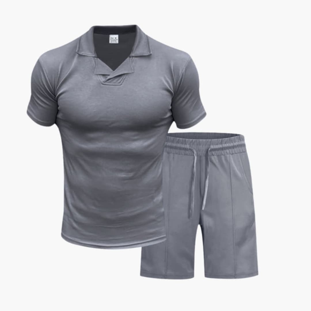 Men's Two-Piece Set High Collar and Shorts